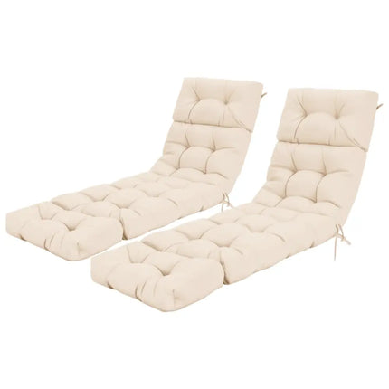 Outdoor Lounge Chaise Cushion 73’’x22’’ with High Back String Ties-Beige - Beige - Outdoor Furniture Accessories