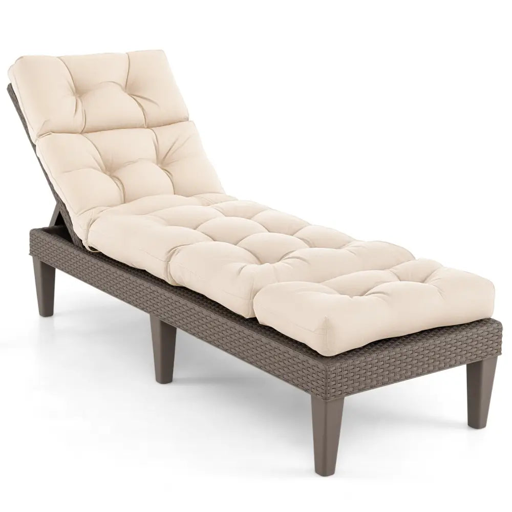 Outdoor Lounge Chaise Cushion 73’’x22’’ with High Back String Ties-Beige - Beige - Outdoor Furniture Accessories