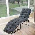 Outdoor Lounge Chaise Cushion with String Ties for Garden Poolside-Gray - Gray - Outdoor Furniture Accessories