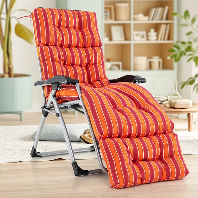 Outdoor Lounge Chaise Cushion with String Ties for Garden Poolside-Red - Red - Outdoor Furniture Accessories