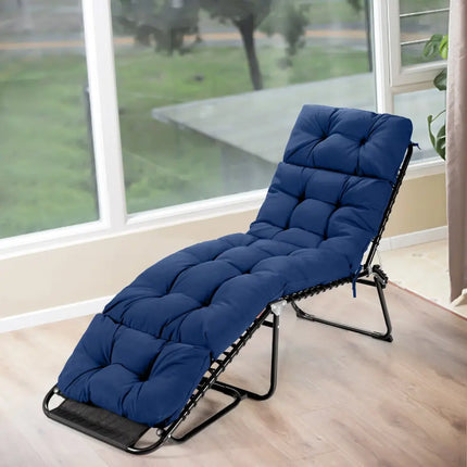 Outdoor Lounge Chaise Cushion with String Ties for Garden Poolside-Navy - Navy - Outdoor Furniture Accessories