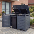 Outdoor Metal Garbage Bin Storage Shed for 2 Trash Cans Double Trash Can Enclosure-Gray - Gray - Sheds & Outdoor Storage