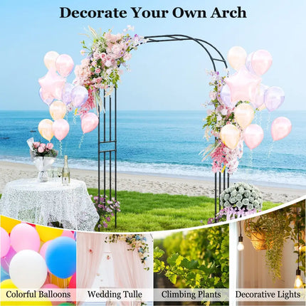 Outdoor Metal Garden Arch Trellis for Climbing Plants Grape Vine Flower - Black - Plant Supports