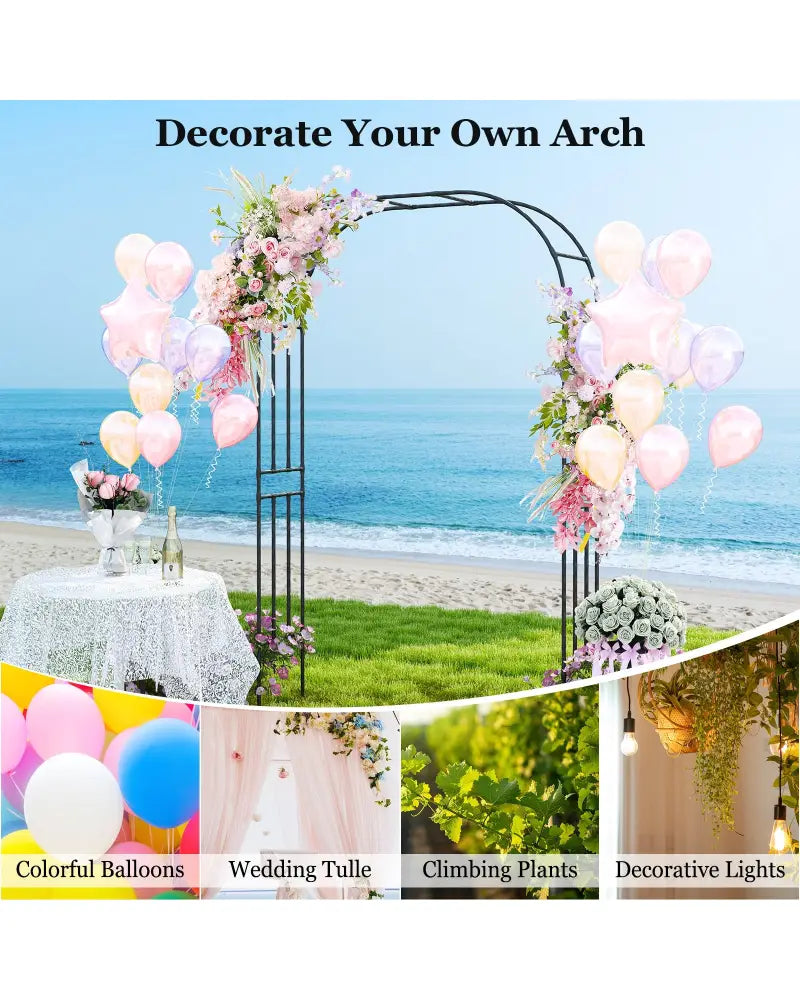 Outdoor Metal Garden Arch Trellis for Climbing Plants Grape Vine Flower - Black - Garden Arbors