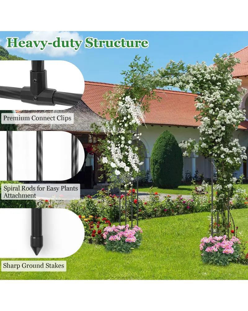 Outdoor Metal Garden Arch Trellis for Climbing Plants Grape Vine Flower - Black - Garden Arbors
