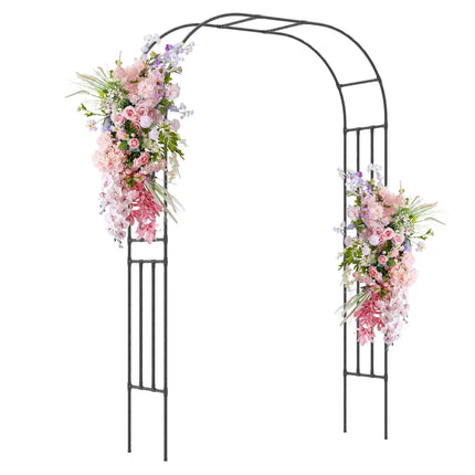 Outdoor Metal Garden Arch Trellis for Climbing Plants Grape Vine Flower - Black - Plant Supports