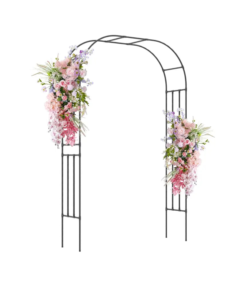 Outdoor Metal Garden Arch Trellis for Climbing Plants Grape Vine Flower - Black - Garden Arbors