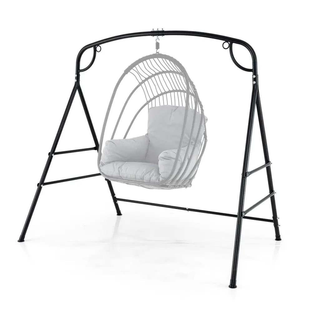 Outdoor Metal Swing Stand with 4 Support Bars and 2 Hanging Ways-Black - Black - Porch Swings