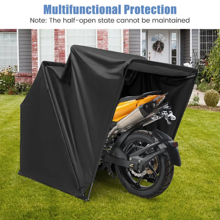 Outdoor Motorcycle Shelter Waterproof Motorbike Storage Tent with Cover-Black - Black - Carports