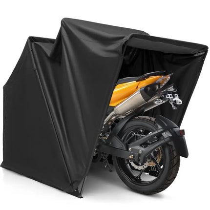 Outdoor Motorcycle Shelter Waterproof Motorbike Storage Tent with Cover-Black - Black - Carports