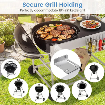 Outdoor Movable Grill Table for 18/22 Inch Weber Original Kettle for Camping-Black - Black - Outdoor Grills