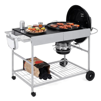 Outdoor Movable Grill Table for 18/22 Inch Weber Original Kettle for Camping-Black - Black - Outdoor Grills
