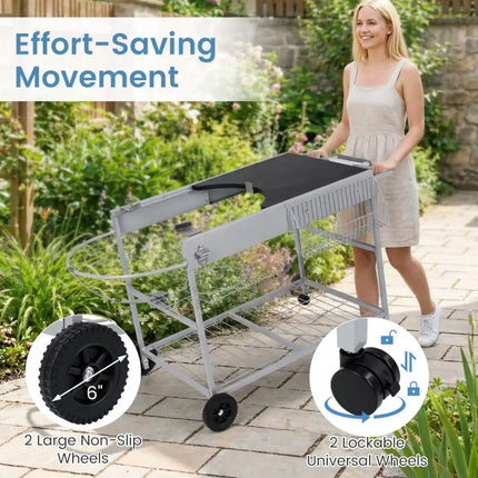 Outdoor Movable Grill Table for 18/22 Inch Weber Original Kettle for Camping-Black - Black - Outdoor Grills