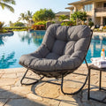 Outdoor Papasan Rocking Chair with Thick Cushion and Pads-Gray - Gray - Patio Rocking Chairs & Gliders