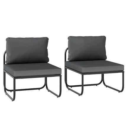 Outdoor Patio Chairs Set of 2 with Removable Cushions and Adjustable Foot Pads-Gray - Gray - Patio Dining Chairs
