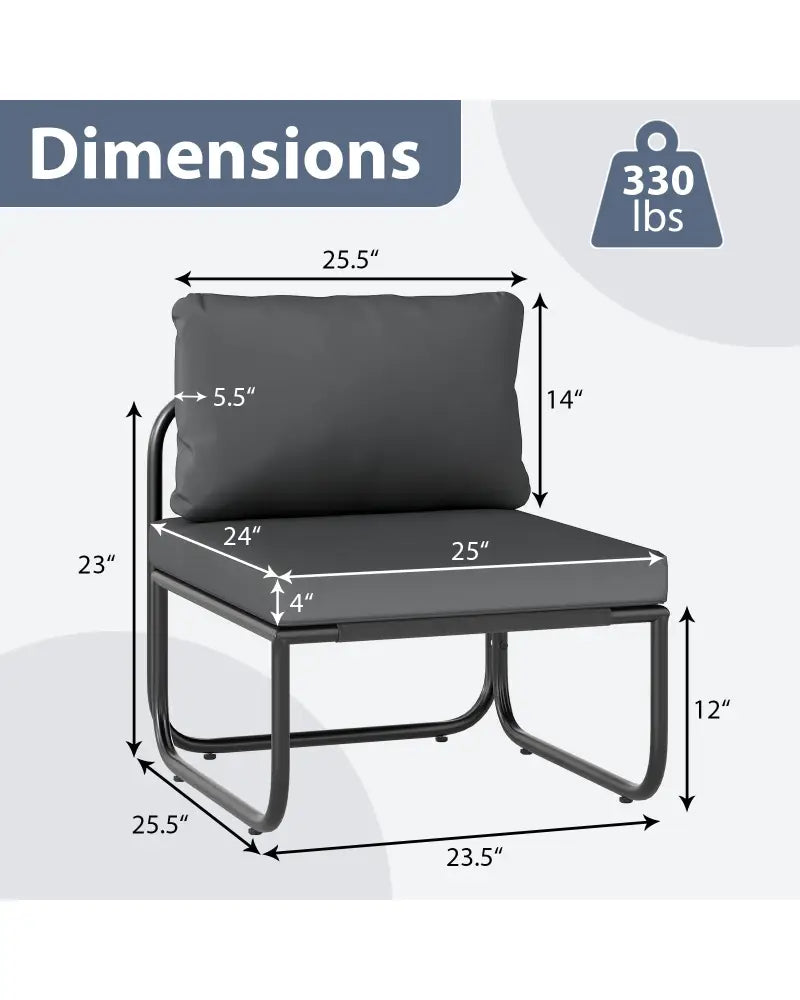 Outdoor Patio Chairs Set of 2 with Removable Cushions and Adjustable Foot Pads-Gray - Gray - Patio Dining Chairs
