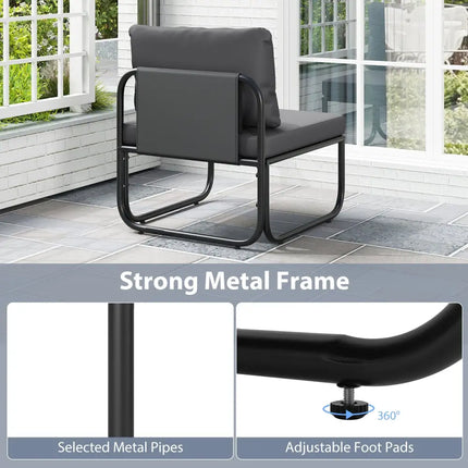 Outdoor Patio Chairs Set of 2 with Removable Cushions and Adjustable Foot Pads-Gray - Gray - Patio Dining Chairs