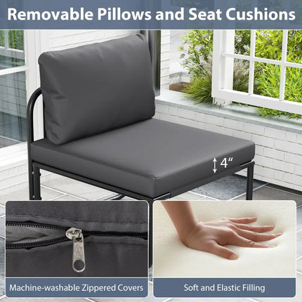 Outdoor Patio Chairs Set of 2 with Removable Cushions and Adjustable Foot Pads-Gray - Gray - Patio Dining Chairs