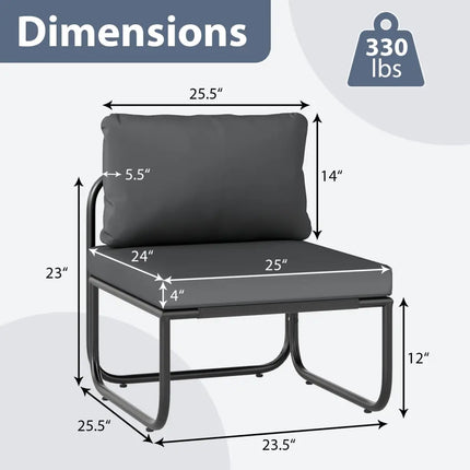Outdoor Patio Chairs Set of 2 with Removable Cushions and Adjustable Foot Pads-Gray - Gray - Patio Dining Chairs