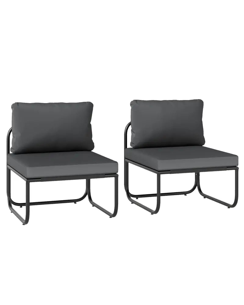 Outdoor Patio Chairs Set of 2 with Removable Cushions and Adjustable Foot Pads-Gray - Gray - Patio Dining Chairs
