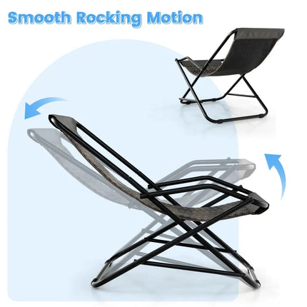 Outdoor Patio PE Wicker Rocking Chair with Armrests and Metal Frame-Gray - Gray - Patio Rocking Chairs & Gliders