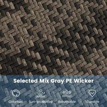 Outdoor Patio PE Wicker Rocking Chair with Armrests and Metal Frame-Gray - Gray - Patio Rocking Chairs & Gliders