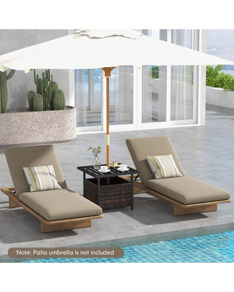 Outdoor Patio Rattan Wicker Steel Side Deck Table-Brown - Brown - Patio Coffee Tables