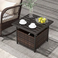 Outdoor Patio Rattan Wicker Steel Side Deck Table-Brown - Brown - Patio Coffee Tables