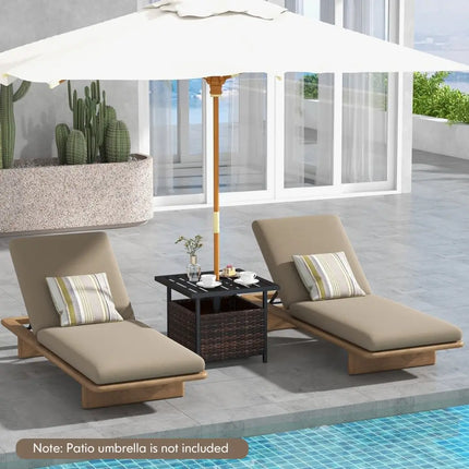 Outdoor Patio Rattan Wicker Steel Side Deck Table-Brown - Brown - Patio Coffee Tables