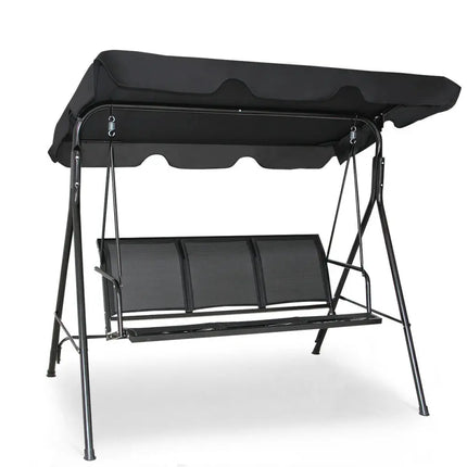 Outdoor Patio Swing Canopy 3 Person Canopy Swing Chair-Black - Black - Porch Swings