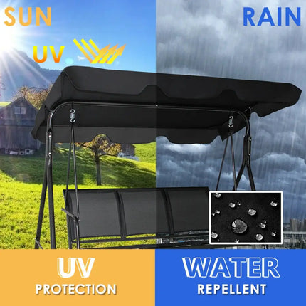 Outdoor Patio Swing Canopy 3 Person Canopy Swing Chair-Black - Black - Porch Swings