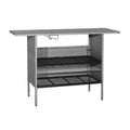 Outdoor Patio Wicker Bar Table with Metal Shelves - Gray - Patio Bar Furniture