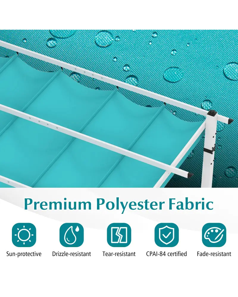 Outdoor Pergola with Retractable Canopy and Aluminum Frame-Turquoise - Turquoise - Gazebos