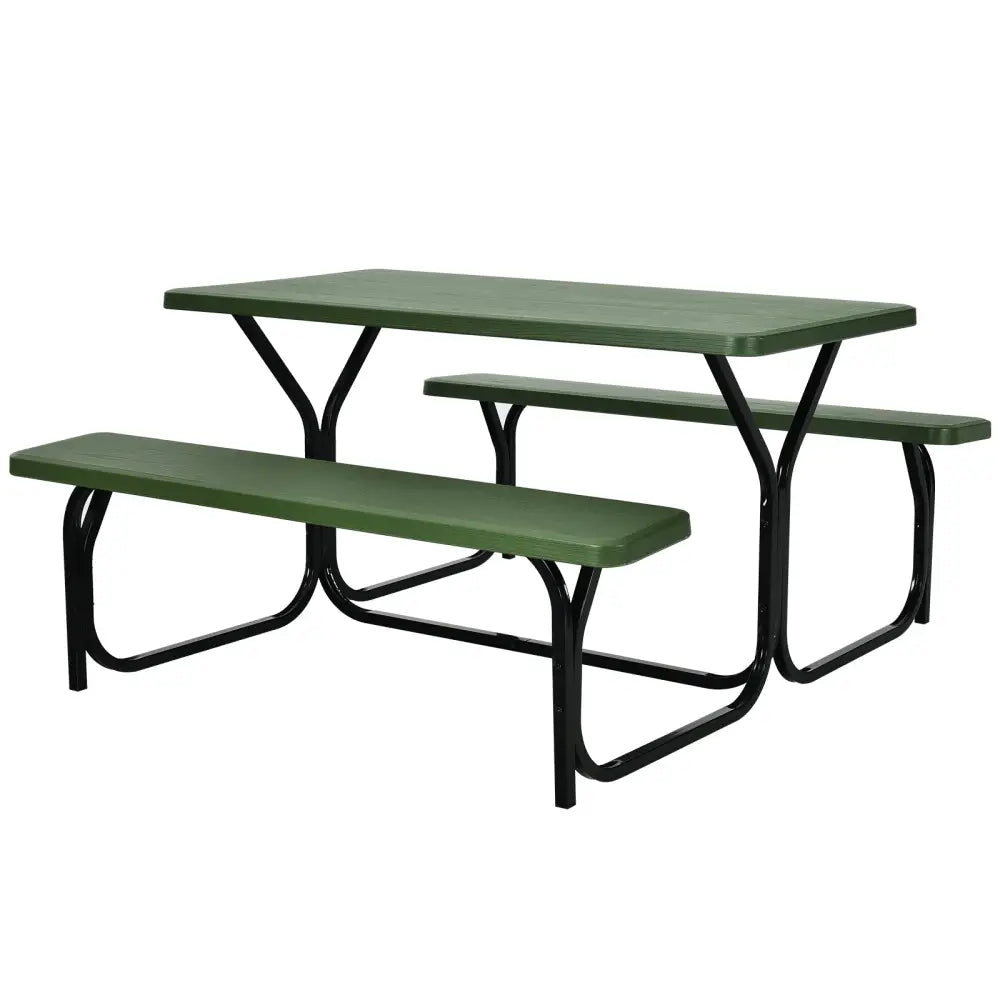Outdoor Picnic Table Bench Set for Camping-Green - Green - Picnic Tables