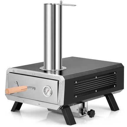 Outdoor Pizza Oven Portable Wood Pellet Pizza Stove with 12 Inch Round Rotatable Pizza Stone - Outdoor Grills