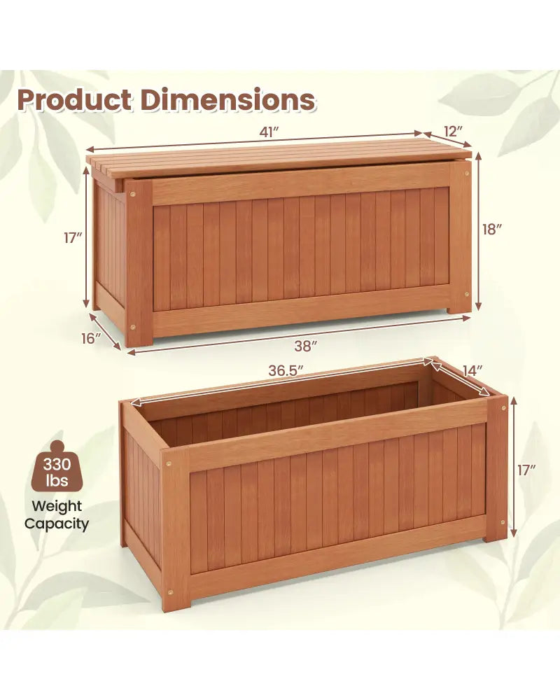 Outdoor Plant Container with Seat for Garden Yard Balcony Deck - Natural - Raised Garden Beds