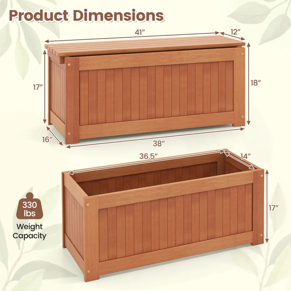 Outdoor Plant Container with Seat for Garden Yard Balcony Deck - Natural - Raised Garden Beds