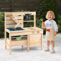 Outdoor Play Pretend Kitchen with Detachable Sandbox and Removable Sink-Natural - Natural - Play Kitchen Sets