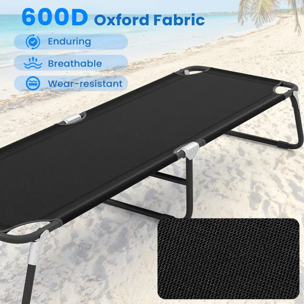 Outdoor Portable Folding Camping Bed for Sleeping Hiking Travel-Black - Black - Camping Furniture