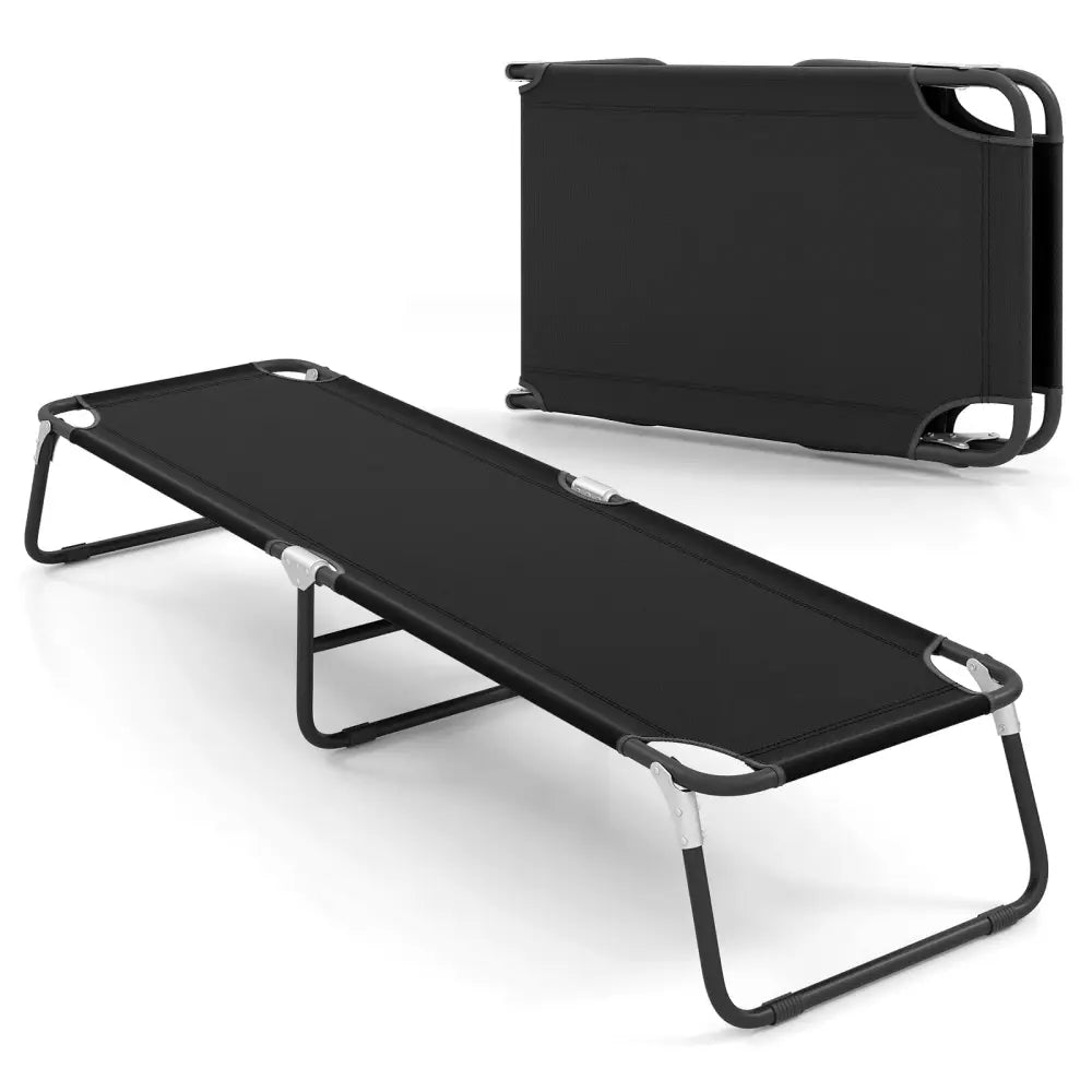 Outdoor Portable Folding Camping Bed for Sleeping Hiking Travel-Black - Black - Camping Furniture