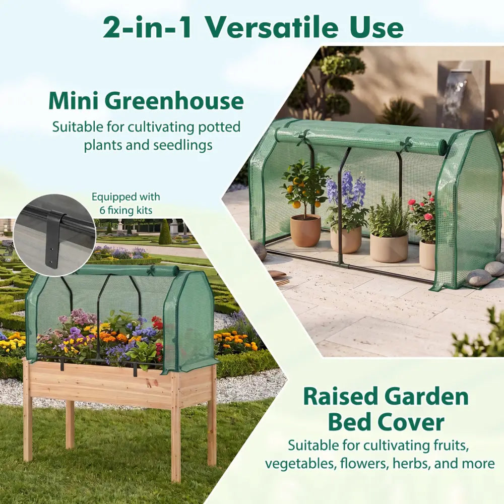 Outdoor Portable Mini Greenhouse with PE Cover and Zippered Door for Vegetables-Green - Green - Greenhouses