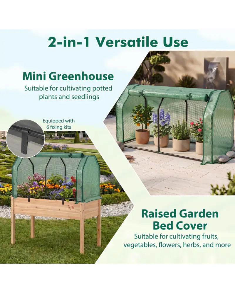 Outdoor Portable Mini Greenhouse with PE Cover and Zippered Door for Vegetables-Green - Green - Greenhouses