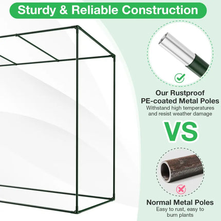 Outdoor Portable Walk-in Greenhouse with PE Cover Heavy-Duty Metal Frame Roll-up Zipper Door - Green - Greenhouses