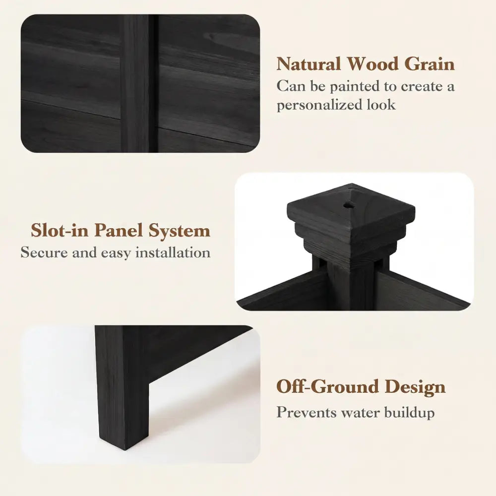 Outdoor Privacy Air Conditioner Fence for Outside and Backyard-Black - Black - Outdoor Privacy Screens