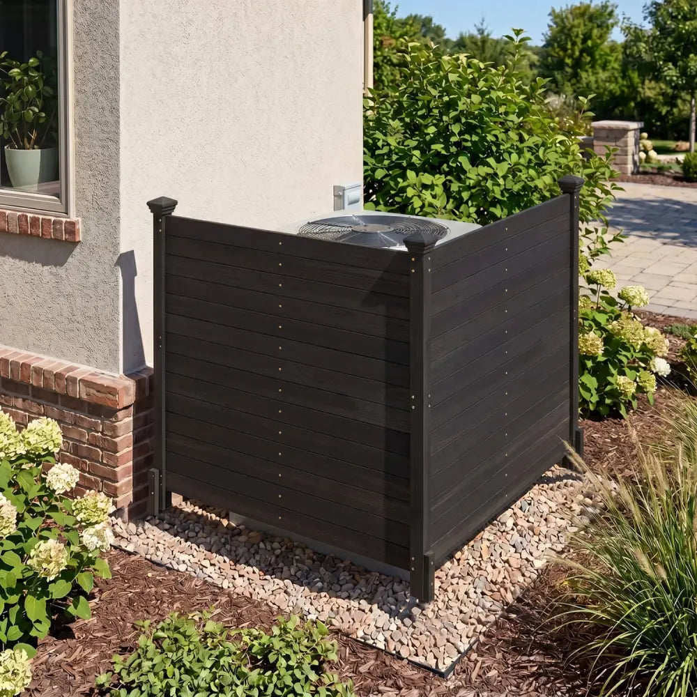 Outdoor Privacy Air Conditioner Fence for Outside and Backyard-Black - Black - Outdoor Privacy Screens