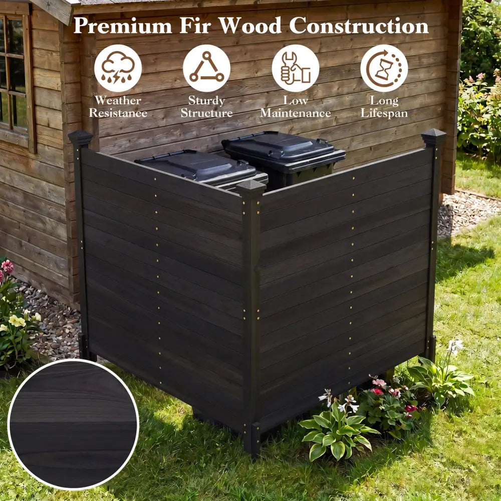 Outdoor Privacy Air Conditioner Fence for Outside and Backyard-Black - Black - Outdoor Privacy Screens