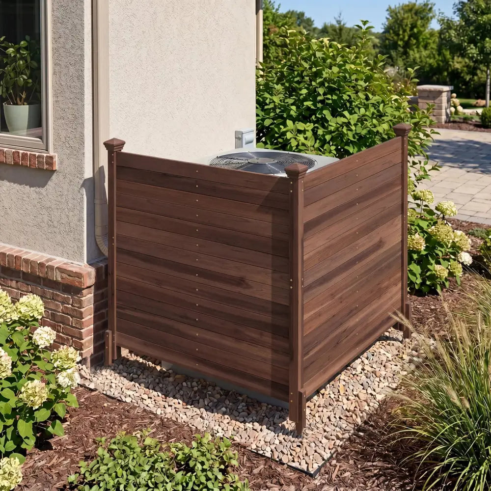 Outdoor Privacy Air Conditioner Fence for Outside and Backyard-Brown - Brown - Outdoor Privacy Screens