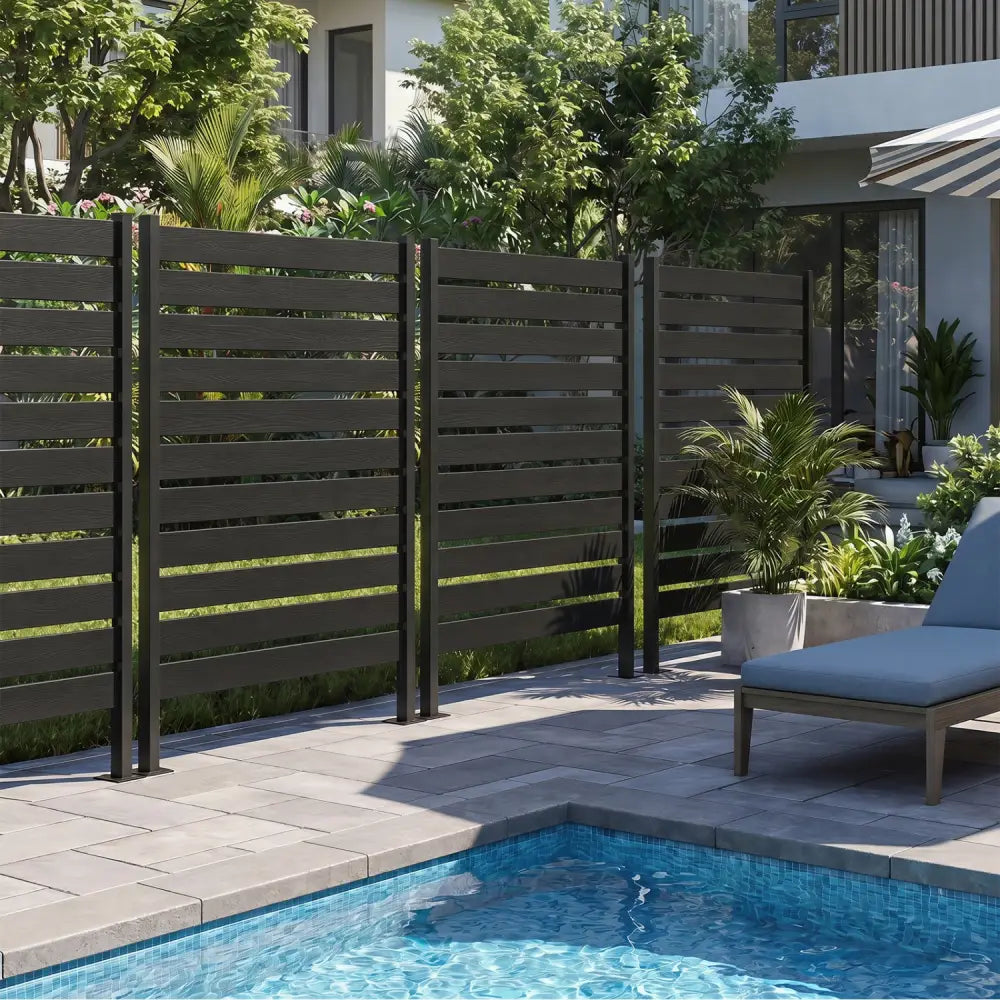 Outdoor Privacy Screen Fence for Backyard Pool Lawn-Black - Black - Outdoor Privacy Screens