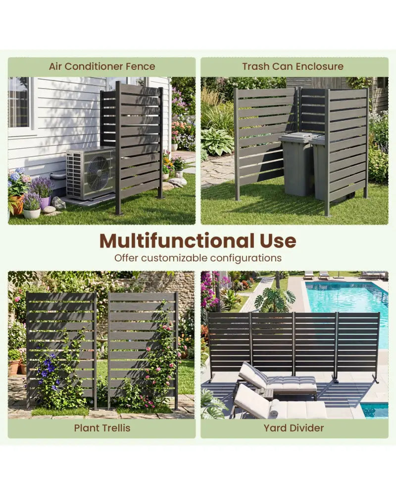 Outdoor Privacy Screen Fence for Backyard Pool Lawn-Gray - Gray - Outdoor Privacy Screens