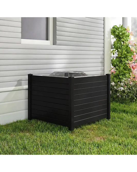 Outdoor PVC Privacy Screens Fence Panels with 20 Inch Long Stakes-Black - Black - Outdoor Privacy Screens